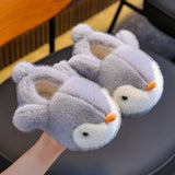 Kids' fluffy penguin cotton slippers – photo 6