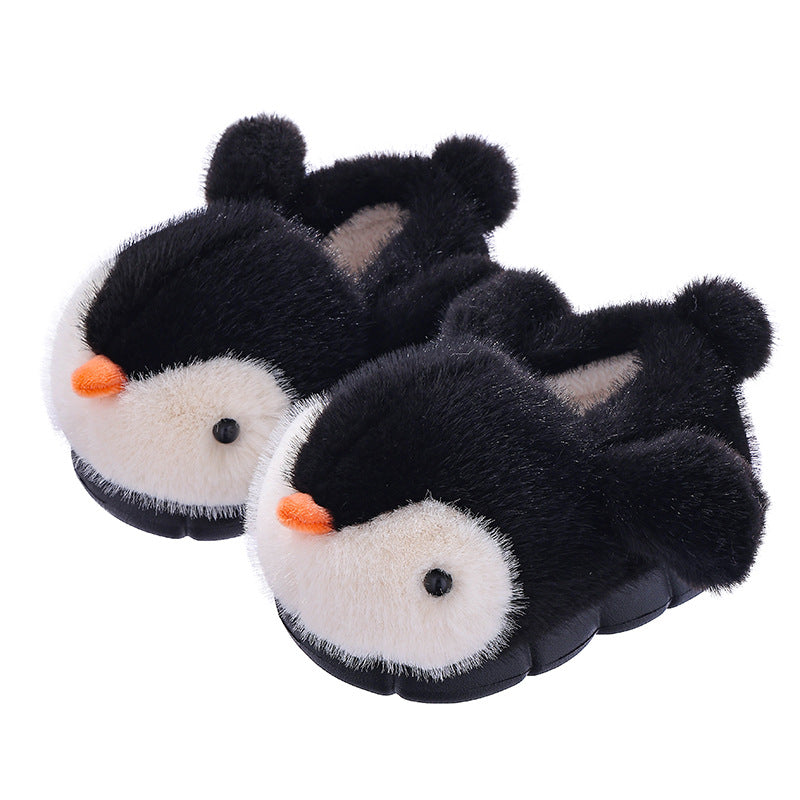 Kids' fluffy penguin cotton slippers – photo 4