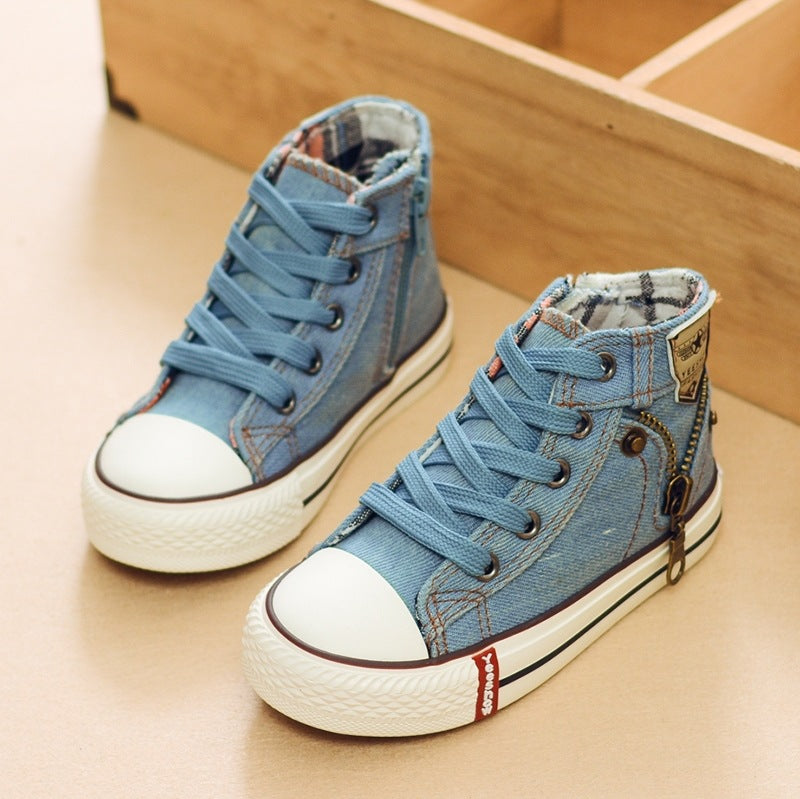 Kids' denim canvas high-top sneakers – photo 4