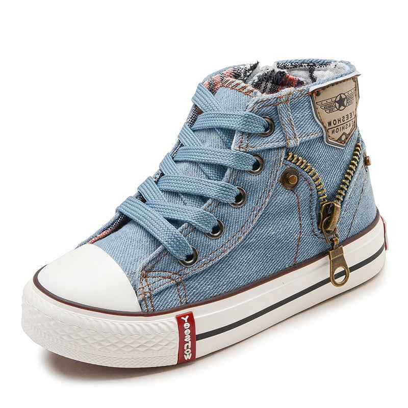 Kids' denim canvas high-top sneakers – photo 2