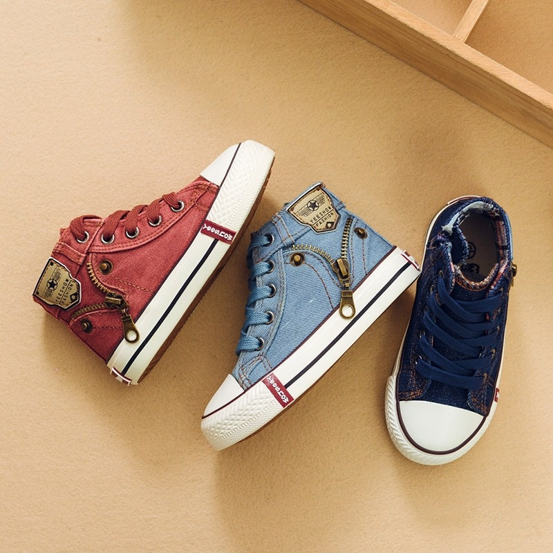 Kids' denim canvas high-top sneakers – photo 5