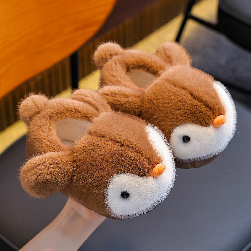 Kids' fluffy penguin cotton slippers – photo 9