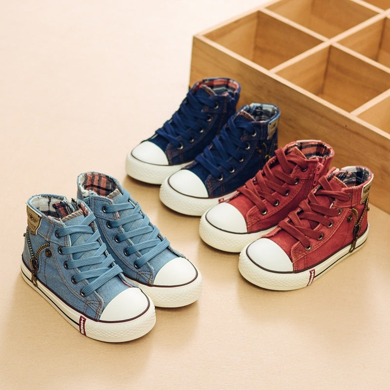 Kids' denim canvas high-top sneakers – photo 1