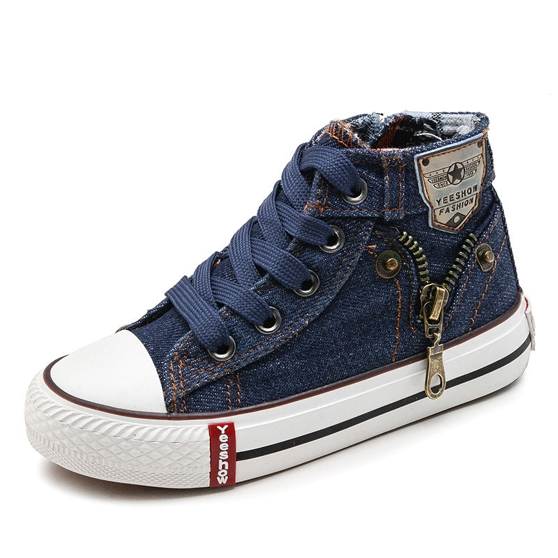 Kids' denim canvas high-top sneakers – photo 8