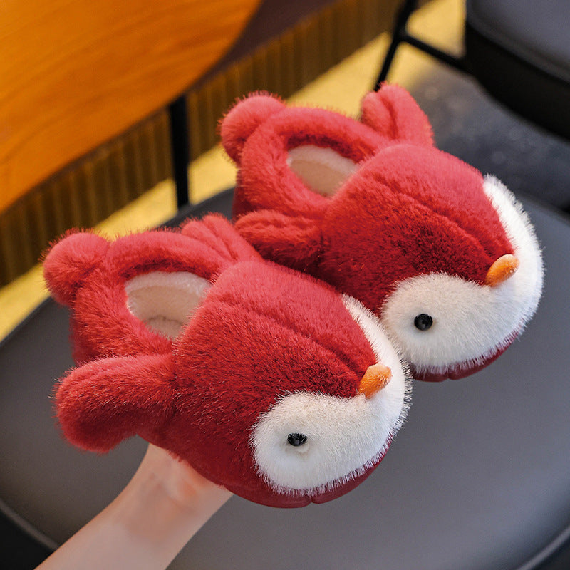 Kids' fluffy penguin cotton slippers – photo 7