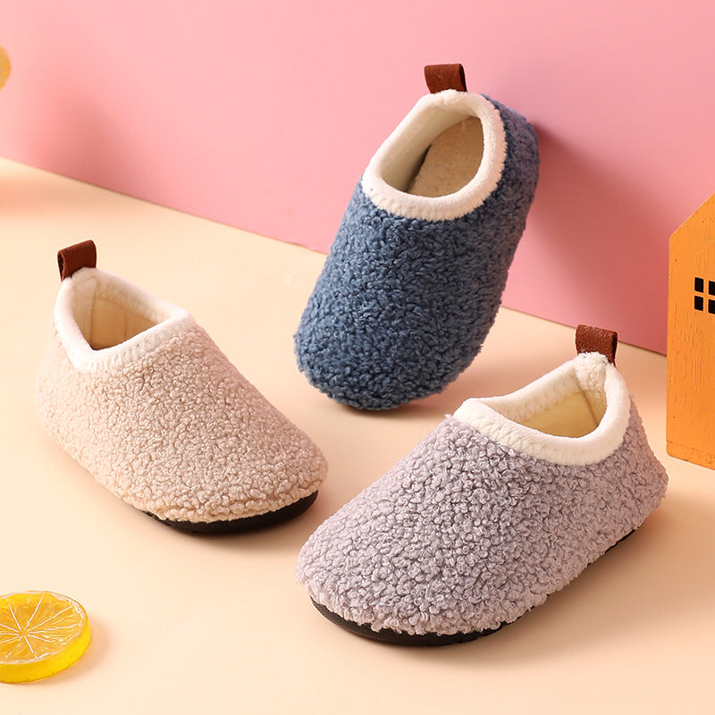 Kids' fleece-lined non-slip cotton slippers – photo 1